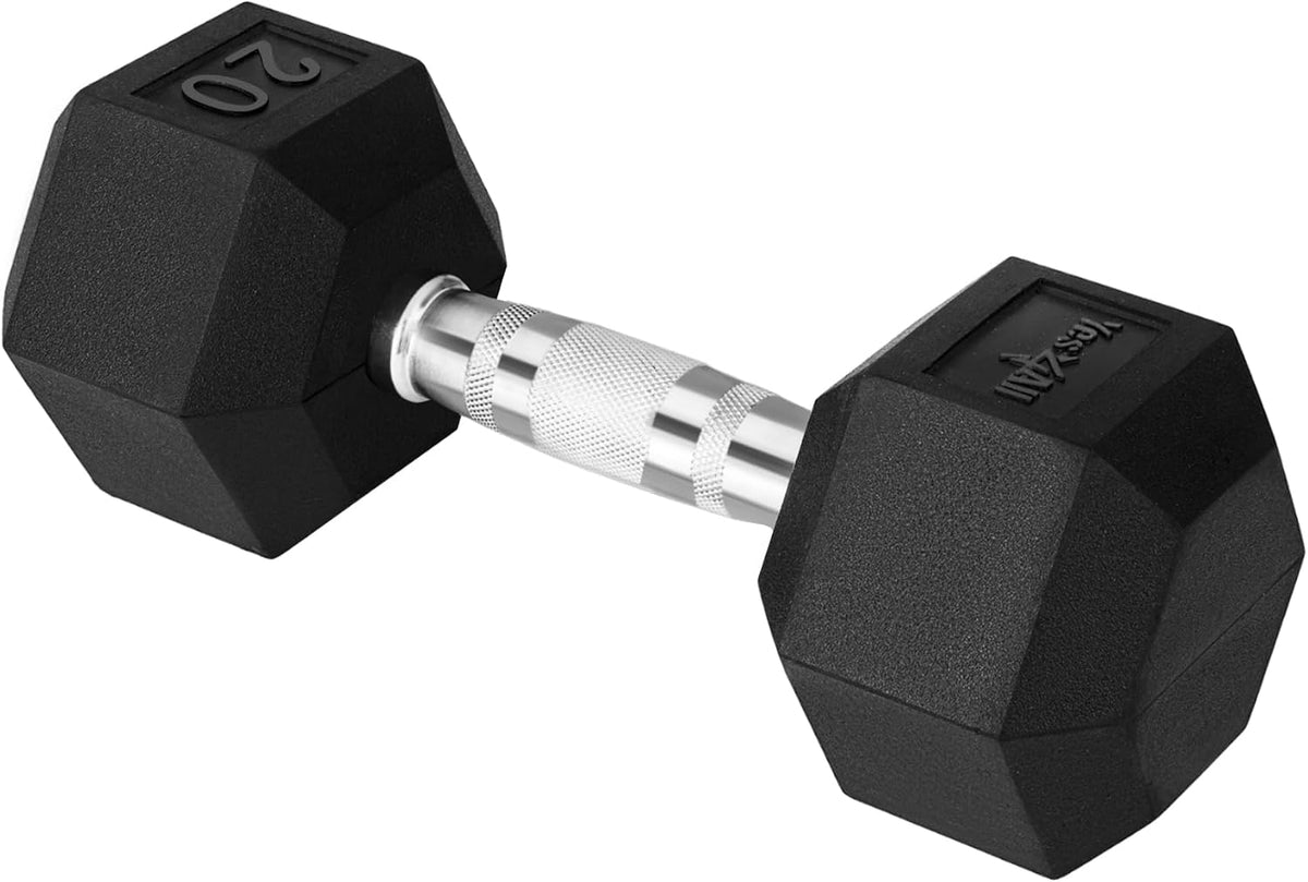 Yes4All Chrome Grip Encased Hex Dumbbells Ц Hand Weights With Anti-Slip 5-50 LBS Single