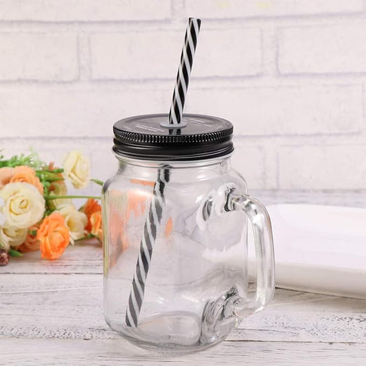 Cabilock Glass Juice Bottles Glass Tea Cups Mason Drinking Cups York- Shire Mason Jar Glass Drink Bottles Glass Water Bottles Canning Jar Mason Jar Cups Straws Juice Cup Summer Jug Lovers