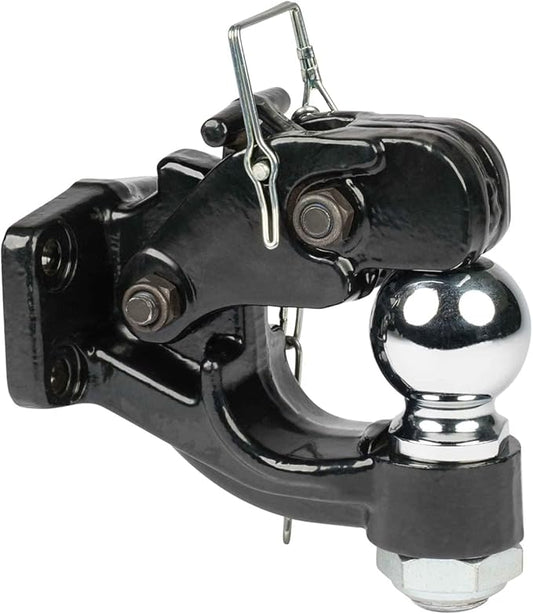 Mytee Products Pintle Hitch with 2-5/16-Inch Trailer Ball, 8 Ton Combination Hitch with Mounting Kit | Bolt On Adjustable Pintle Hook Ball Combo - Powder-Coated, Heavy-Duty
