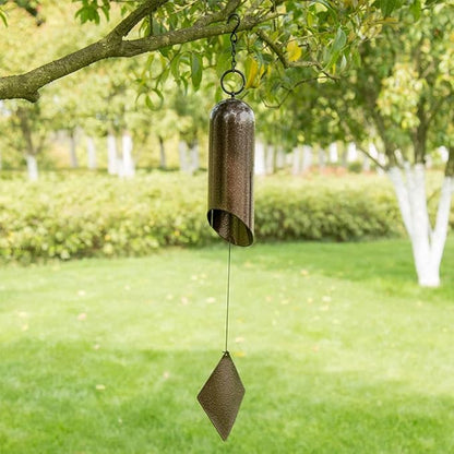 Wind Chime Aeolian bells Wind Chimes Outdoor Meditation Handmade Cylindrical Metal Cast Iron Monotube Bronze Bell Pendant for Courtyard Eaves Shop Pendant Doorbell Wind Chimes for Outside Memorial Win