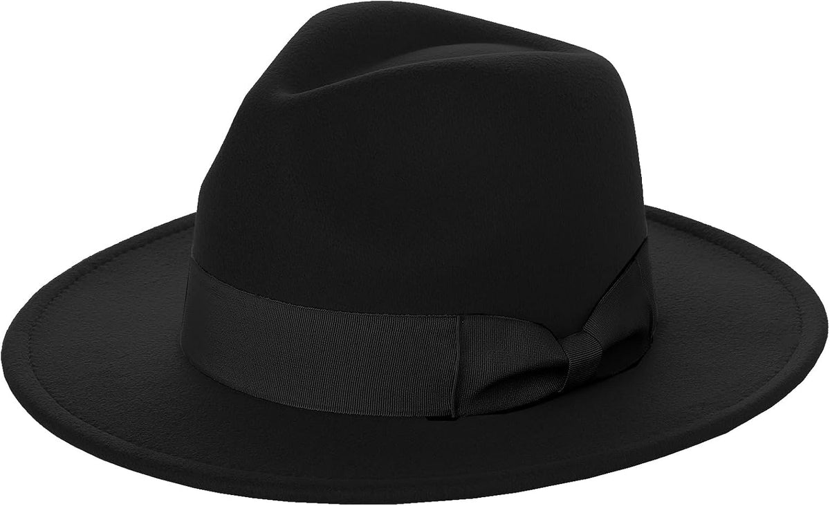 1920s Fedora Hat for Men Gatsby Wide Brim Fedora Hat Felt Panama Cap with Band for Women Men