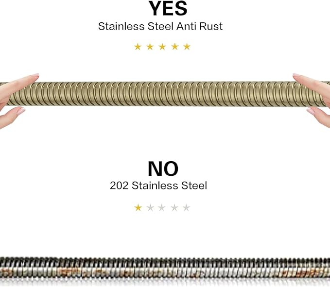 RUMOSE Shower Hose 79 inches Extra Long Stainless Steel Shower Tube Attachment Flexible Handheld Shower Sprayer Hose, Brushed Gold