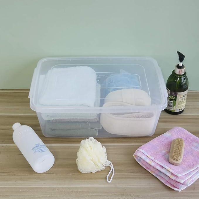 Plastic Latching Box, Multi-Purpose 16 Quart Clear Storage Bin, 2 Packs