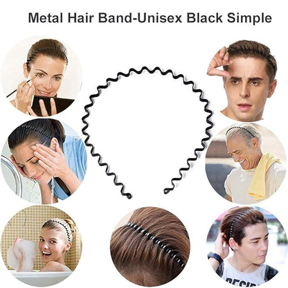 Unisex Universal 5mm Fashion Metal Elastic Black Hair Hoop Hairband Sport Head-wear Accessories