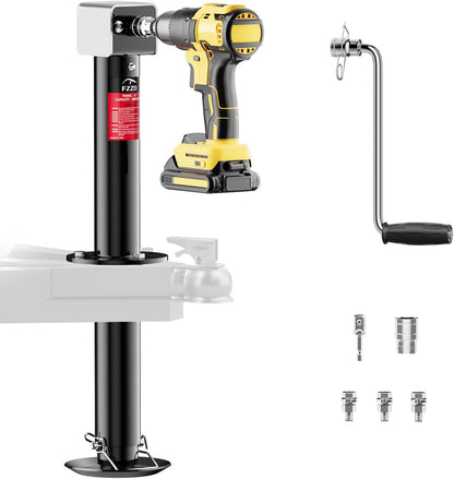 5000 lbs A-Frame Trailer Jack, 20-24V Cordless Drill Compatible, 23" Lift, Raises Up an extra 15", for Utility,RVs (Black)