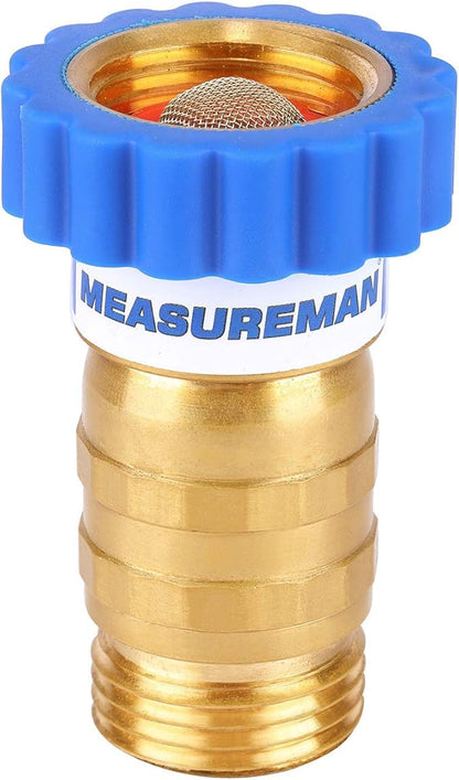 MEASUREMAN Lead-Free Brass Water Pressure Regulator, 40-50 PSI Pressure Reducer for RV, Camper, Trailer, Garden, and Plumbing Systems, Universal 34a Hose Connection, Safe for Potable Water