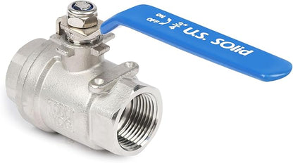 U.S. Solid 34 inch Ball Valve 304 Stainless Steel Female Ball Valve, Full Port