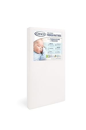Graco Premium Crib  Toddler Mattress  GREENGUARD Gold Certified  CertiPUR-US Certified, Fits All Standard Crib  Toddler Beds, Waterproof Sleep Surface, Machine-Washable Outer Cover for Easy Care