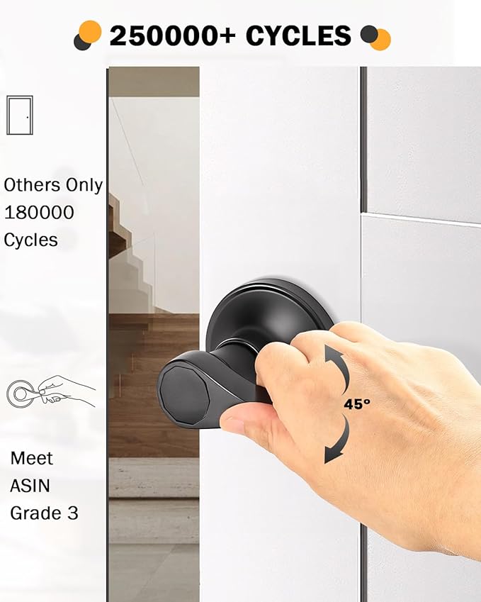 Gobrico 1 Pack Matte Black Passage Interior Door Lever Handles, WaveDrop Style No Locking Reversible Door Knobs for Hallway Closet