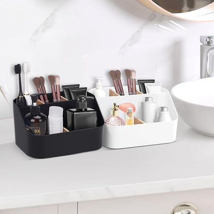 Electric Toothbrush Holders for Bathrooms,Black Tooth Brushing Holder,Toothpaste Organizer with Dividers,Bathroom Countertop Accessories Storage,Toothbrush Stand for Vanity Office Sink