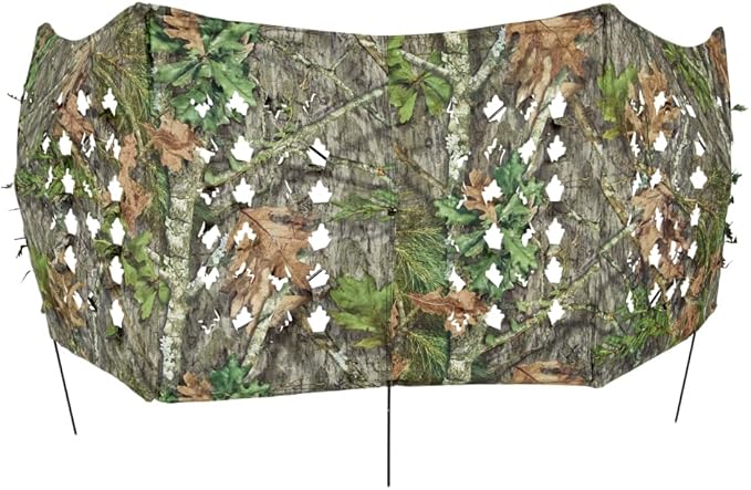 Ameristep Throwdown Ground 3D Leafy Die-Cut Camo Ultra-Compact Easy-Setup Three-Panel Low-Noise Run-and-Gun 2-Person Hunting Blind