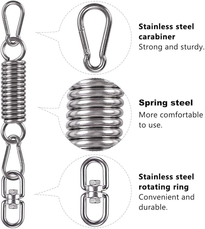 2 Pack Hammock Chair Hanging Kit Swing Spring Hardware, Heavy Duty Suspension Swivel Hanger Hook for Punching Bags, Heavy Bag, Hanging Chair, Swing Seat, Rocking Seat, Porch Swing, Garden