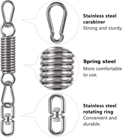 2 Pack Hammock Chair Hanging Kit Swing Spring Hardware, Heavy Duty Suspension Swivel Hanger Hook for Punching Bags, Heavy Bag, Hanging Chair, Swing Seat, Rocking Seat, Porch Swing, Garden
