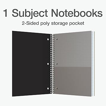 Oxford 1 Subject Graph Notebook - Pack of 3 Quad Ruled (4 X 4) - 8.5 x 11 Grid Paper Notebook - Black Red, And White Covers, 100 Perforated Sheets - For Math, Drawing, And Engineering
