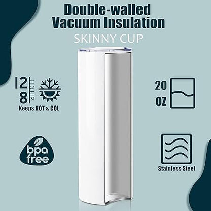 Sublimation Tumblers 20 Oz Skinny Straight, Stainless Steel Sublimation Tumblers Blank