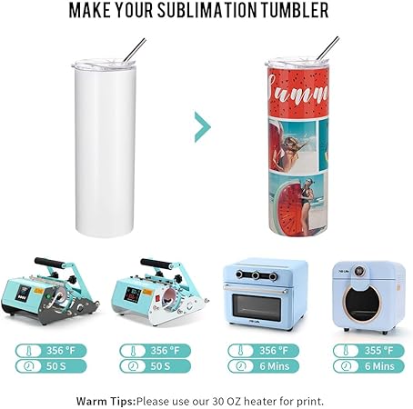 PYD Life 10 Pack Sublimation Tumblers Bulk Blank 20 OZ Skinny White Stainless Steel Tumbler Cups with Straw and Lid for Mug Tumbler Heat Press Sublimation Oven Printing
