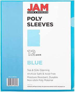 JAM PAPER Plastic Sleeves - Letter Sized - 9 x 11 12 - Blue Project Pockets - 12 Page ProtectorsPack