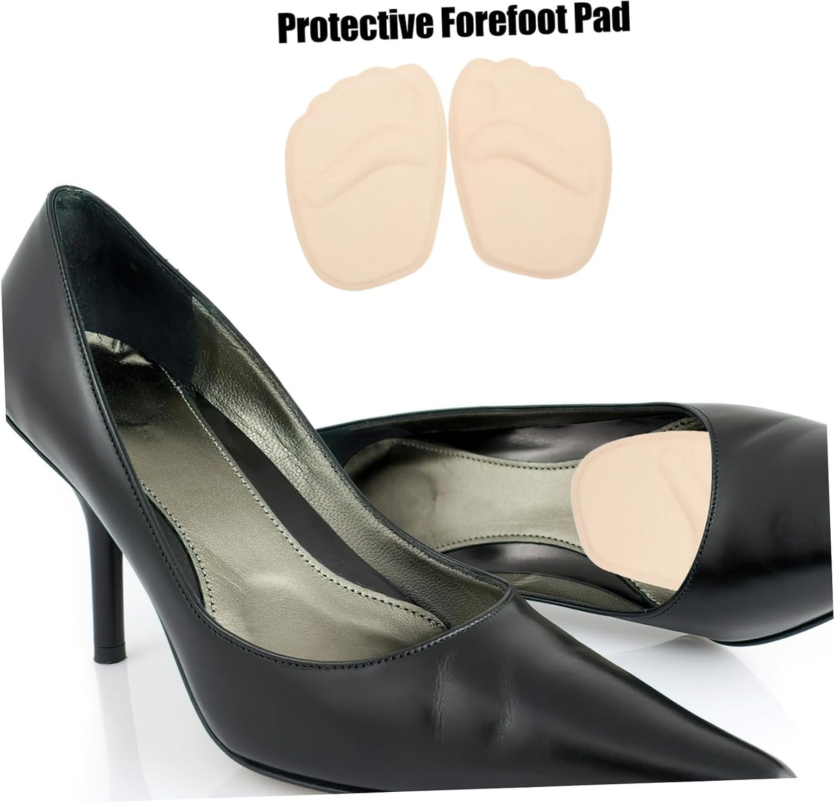 Healeved 2pcs Forefoot Gel Pads for Women Soft Metatarsal Cushions Non- of Foot Inserts for High Heels Beige Comfortable Foot Support