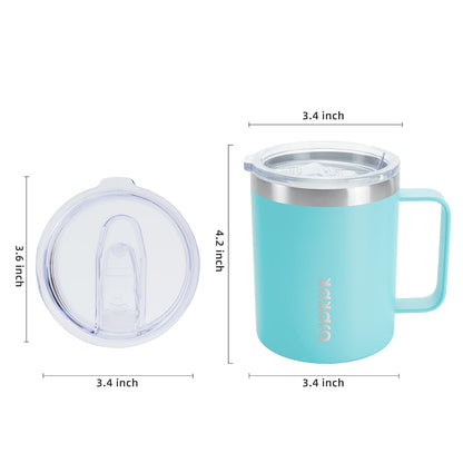 BJPKPK 1 pcs Insulated Coffee Mug, 14oz Insulated Tumbler with Lid, Stainless Steel Coffee Cups with Splash Proof Lid-Turquoise