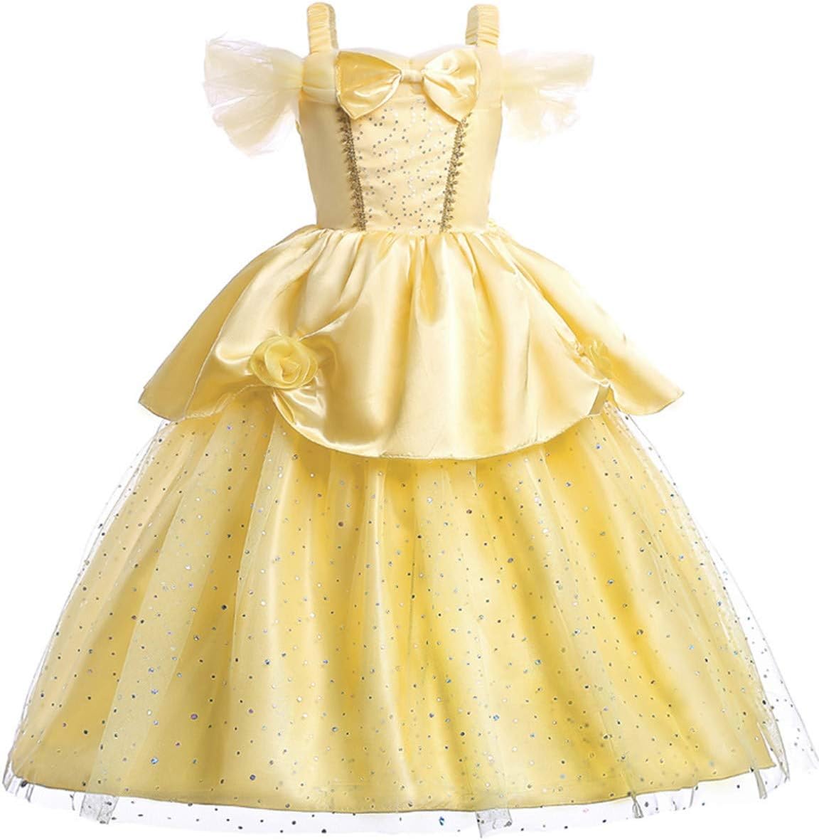 MYRISAM Girls Belle Princess Dress Beauty and the Beast Costume Halloween Carnival Cosplay Christmas Birthday Ball Gown