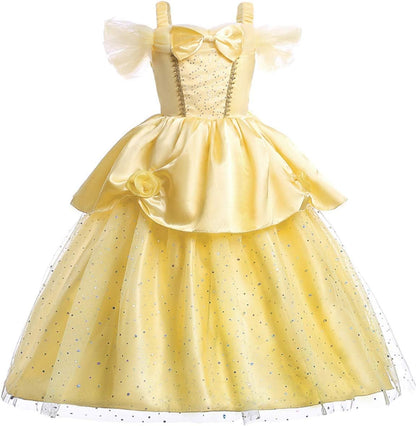 MYRISAM Girls Belle Princess Dress Beauty and the Beast Costume Halloween Carnival Cosplay Christmas Birthday Ball Gown