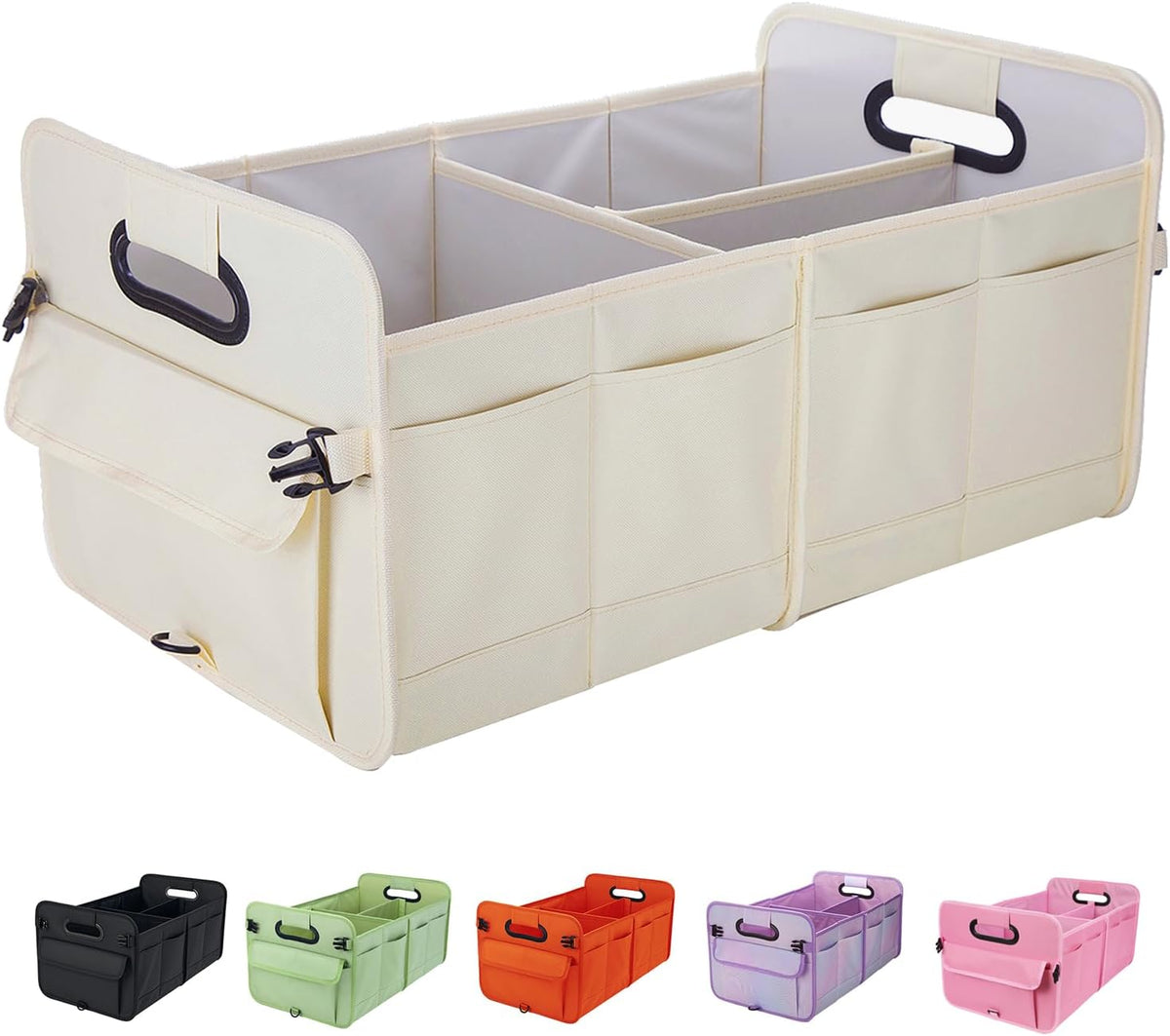 Trunk Organizer For Suv & Sedan,Car Organizers and Storage, Waterproof Collapsible & Adjustable Straps,70L Sturdy Car Organization for Car Accessories, Tools,Sundries,2-3Compartment?Green)