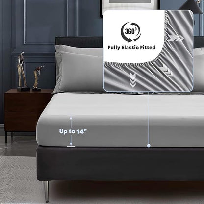 MapleStone Queen Size Comforter Set 7 Pieces Bed in a Bag - Down Alternative Bed Set with Sheets, Pillowcases  Shams, Soft Reversible Duvet Insert for Queen Bed, Dark Grey  Light Grey