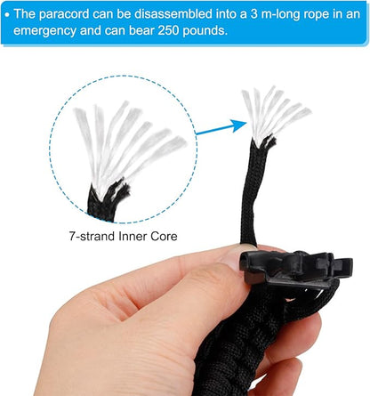 PATIKIL Paracord Handle, Water Bottle Handle Strap Carrier with Ring for 12oz to 64oz Wide Mouth Bottles, Black