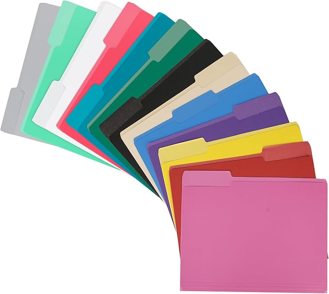 Pink File Folders 8.5 x 11 Inch,1/3 Cut Tab File Folders Letter Size,School Business Office Folders for Document -18 Pack