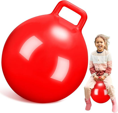 Kids Bouncy Hopper Ball with Handle Jumping Hopping Exercise Balls for Toddlers Boys Girls Indoor Outdoors Sports School Games Exercise Gifts(18 Inch,Red)