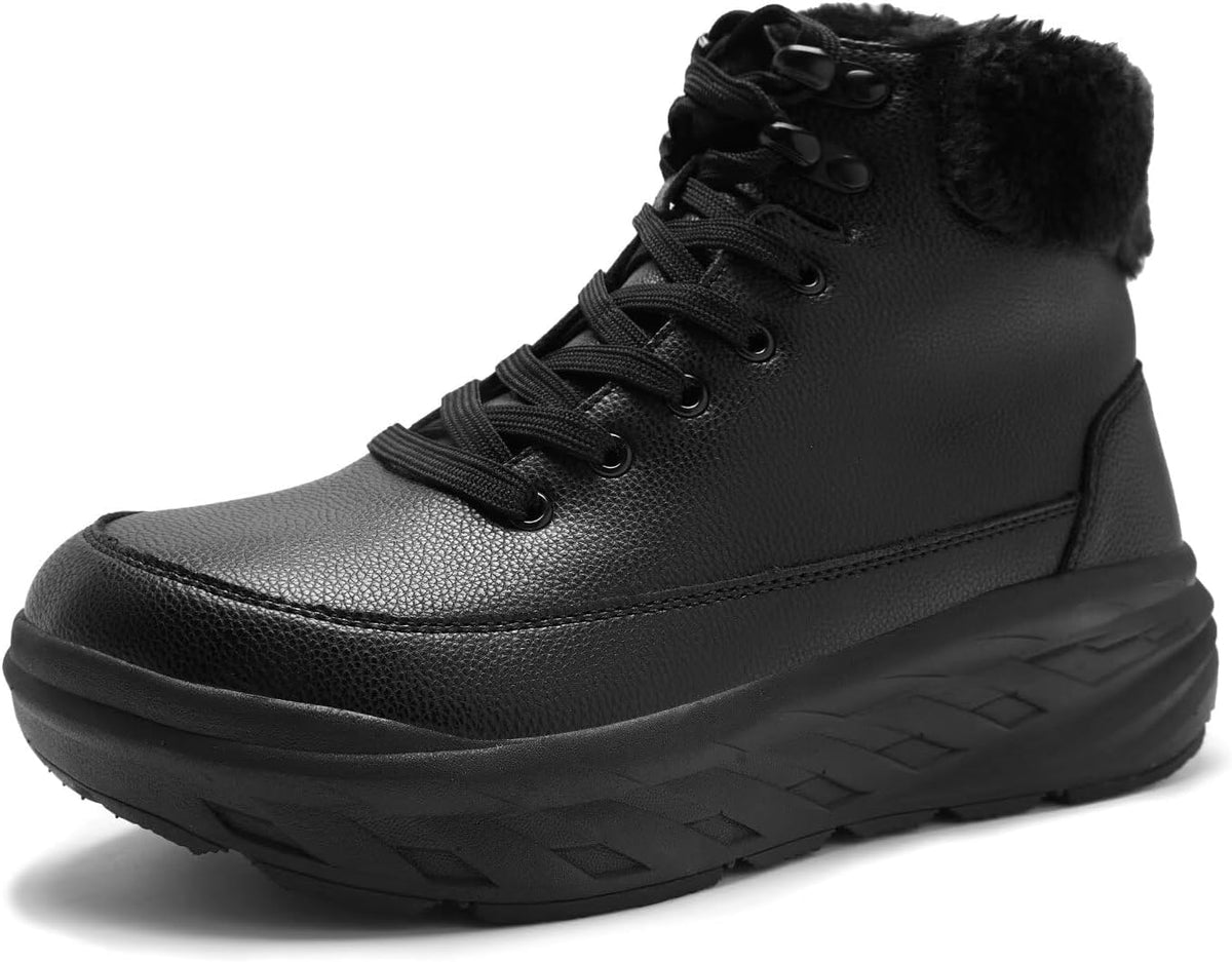 Women's Orthopedic Diabetic Winter Boots: Wide Toe Box Comfortable Arch Support Plantar Fasciitis Leather Oxfords Shoes, Casual Warm Walking Snow Ankle Mid Boots for Neuropathy and Heel Pain Relief