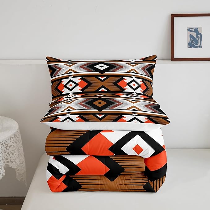 Erosebridal Southwestern - Queen size duvet set, retro style, ethnic, geometric, bohemian, Aztec, for children, teenagers and adults, western tribal duvet set, decoration of
