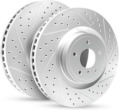 R1 Concepts Front Brake Rotor Kit Brake Rotors Brake Disc Drilled and Slottedfits 2013-2022 INFINITI JX35, Q50, Q60, QX50, QX60; Nissan Murano, Pathfinder