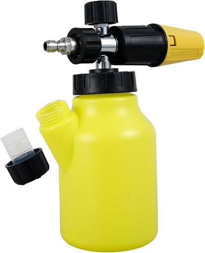 Car Wash Foam Cannon Adjustable Pressure Washer Snow Foam Cannon with 1L Bottle and Wide Neck 14inch Quick Connector Professional Car Foam Blaster for Pressure Washer(yellow)
