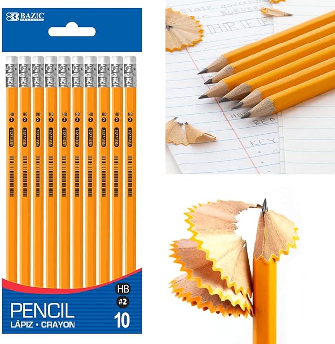 30 Ct Yellow Pencils Wood Cased Unsharpened Eraser Graphite 2 HB School Exam