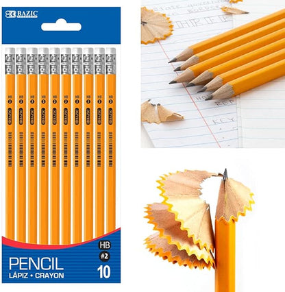 30 Ct Yellow Pencils Wood Cased Unsharpened Eraser Graphite 2 HB School Exam