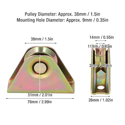 2Pcs V Groove Wheel Pulley 150kg Load Bearing Galvanized Alloy Steel Track Rail Fixed Pulley for Motorized Doors Shelves