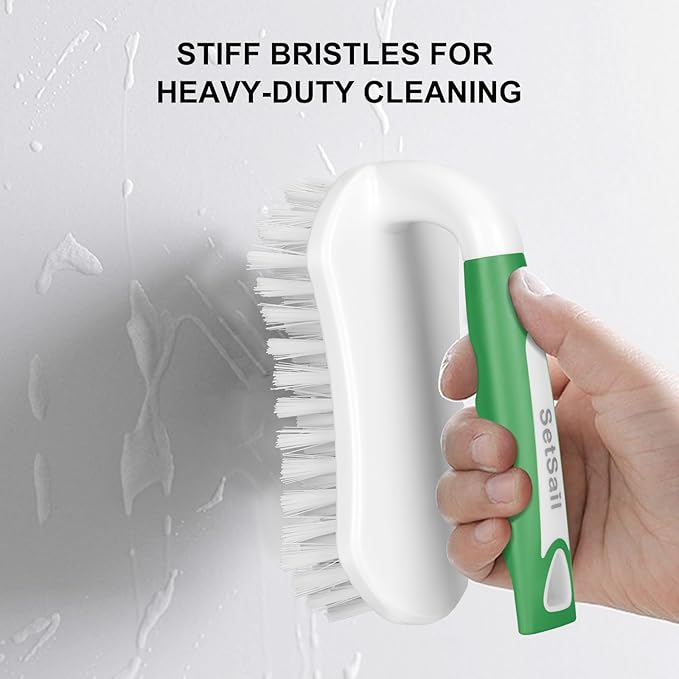 SetSail Scrub Brush, Heavy-Duty Scrub Brushes for Cleaning with Stiff Bristles Cleaning Brush for Shower, Bathroom, Carpet, Kitchen and Bathtub Scrubber - 2 Pack Green