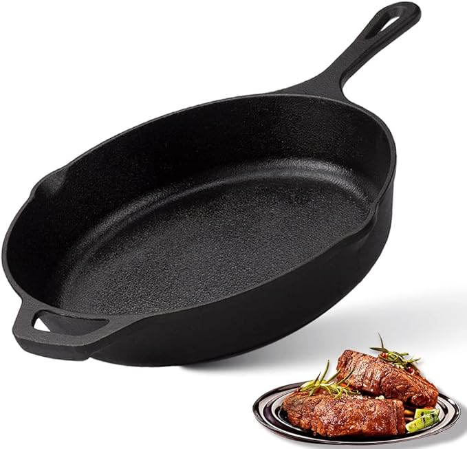 Z GRILLS Cast Iron Skillets, Pre-Seasoned Cast Iron Frying Pan for Cooking  Grill, Stovetop, Camping Firepit, Induction, Oven Safe Cookware, 10 Inch