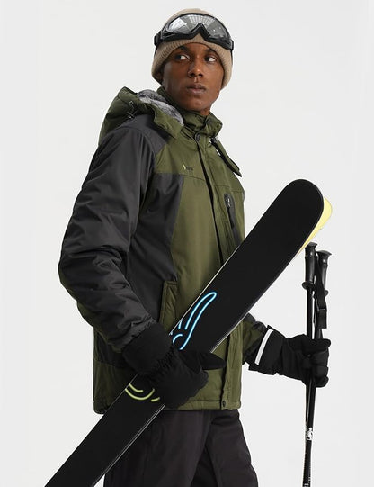 GEMYSE Men's Ski Snow Jacket Warm Winter Waterproof Coat Snowboard Rain Jacket Hooded Windproof Windbreaker