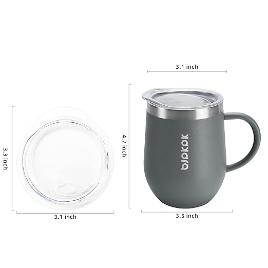 BJPKPK 2 pcs Insulated Coffee Mug, 12 oz Stainless Steel Insulated Coffee Tumbler with Lid for Hot Drinks  Cold Drinks-Gray
