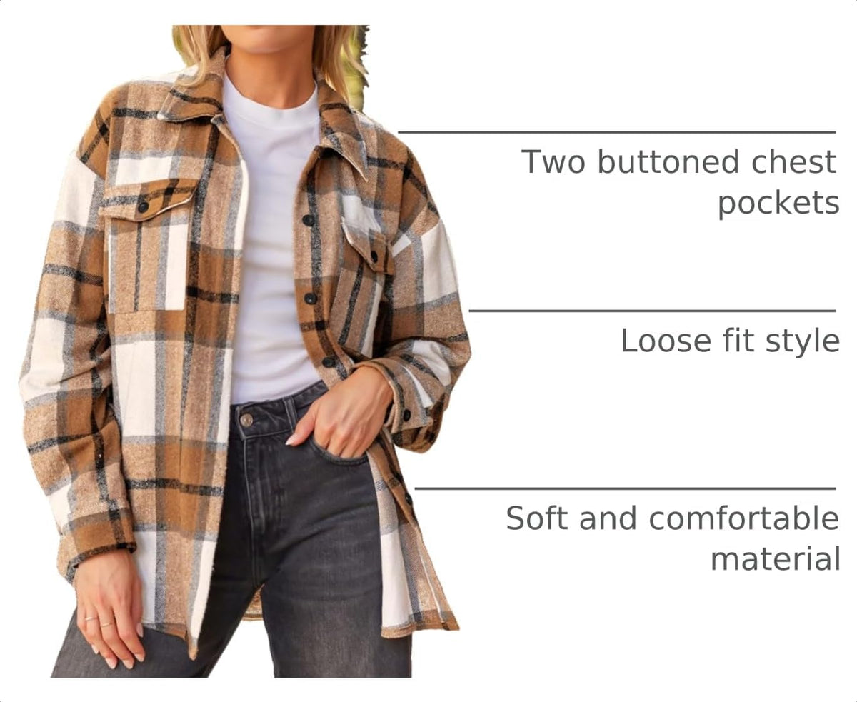 Shackets for Women Plaid Flannel Shirts Fall Winter Jackets Cute Tops Trendy Western Cowgirl Outfits Girls Coats