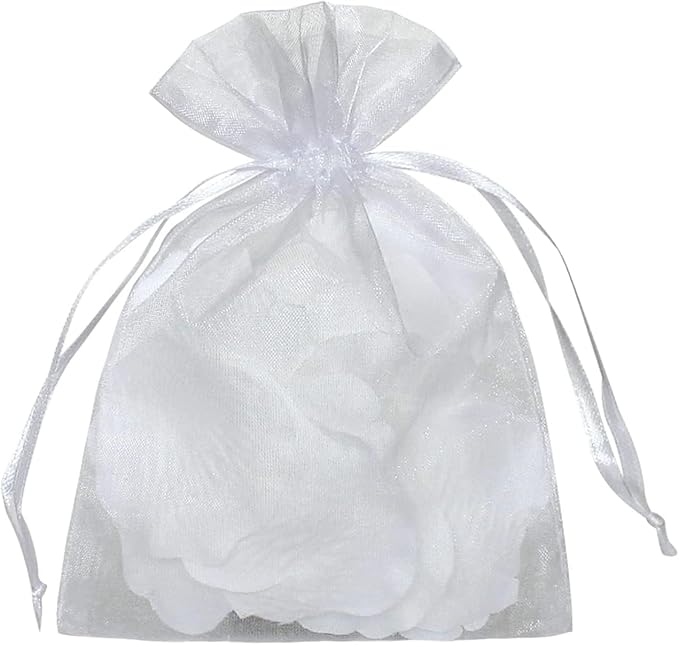 YunKo 100pcs Organza Bags 6x9 Inches Drawstring Jewelry Gift Mesh Bags Fruit Protection Bag White Sheer Organza Wedding Favor Bag