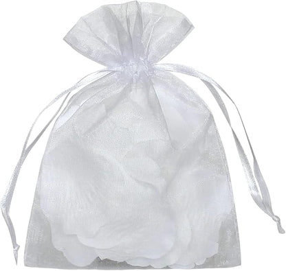 YunKo 100pcs Organza Bags 6x9 Inches Drawstring Jewelry Gift Mesh Bags Fruit Protection Bag White Sheer Organza Wedding Favor Bag