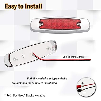 MADCATZ (Pack of 2 6.4 Inch Fish Shape Red 12 LED Clearance Side Marker Sealed Surface Bulbs Button Lights for Trailer Truck Pickup Cabin Bus 12V DC BB12