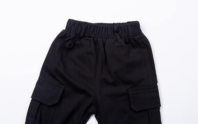 Mud Kingdom Boys Cargo Joggers Pant Elastic Waist with Hoop Pull On Outdoor Woven with Pockets
