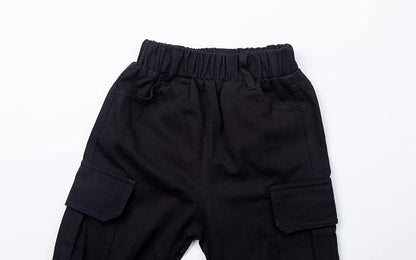 Mud Kingdom Boys Cargo Joggers Pant Elastic Waist with Hoop Pull On Outdoor Woven with Pockets