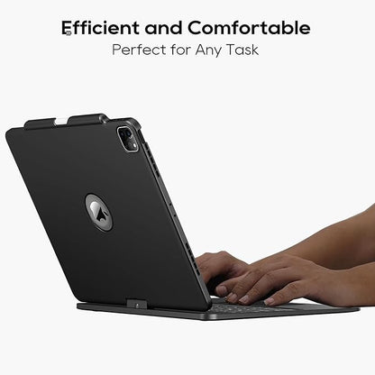 Swivel Keyboard Case for Apple iPad Pro 12.9 inch 6th Generation 5th 4th 3rd Gen; Wireless Rotatable Cover with Pencil Holder, Multi-Touch Trackpad, Backlit, Black