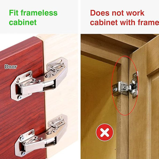 2-Pack Hidden Hinges for Cabinet Doors Frameless, Concealed Cabinet Hinges, Surface Mount Hinges