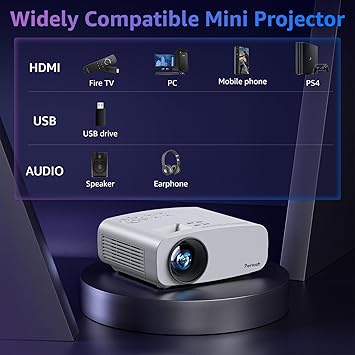 Pericat Portable Outdoor Projector - Upgraded 5G WiFi Bluetooth Compatible with Smartphone, HDMI, USB, AV, Fire Stick, PS5